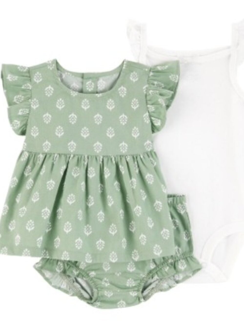 Carter's Baby Girls 3-Piece Outfit Set Green Flowers Multiple Sizes